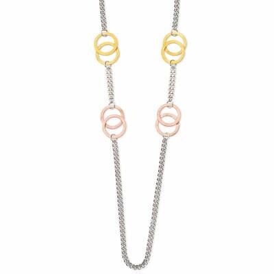 Rhodium Double Circles Necklace Sterling Silver QPRF135-34, MPN: QPRF135-34, 886774639703