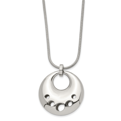 Circle Cut-out Dangle Pendant Necklace Stainless Steel Polished SRN742-24 by Chisel, MPN: SRN742-24…