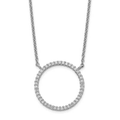 Circle Necklace Sterling Silver CZ Diamond QG5509-18, MPN: QG5509-18, 886774089942