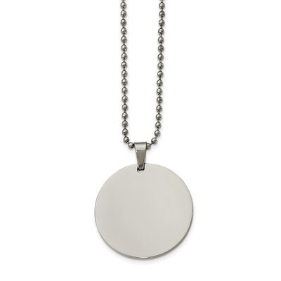 Circle 2mm Thick Dog Tag Necklace Stainless Steel Polished SRN2142-24 by Chisel, MPN: SRN2142-24, 1…