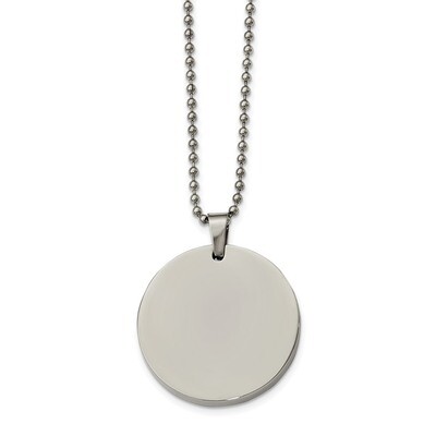 Circle 4mm Thick Dog Tag Necklace Stainless Steel Polished SRN2143-24 by Chisel, MPN: SRN2143-24, 1…