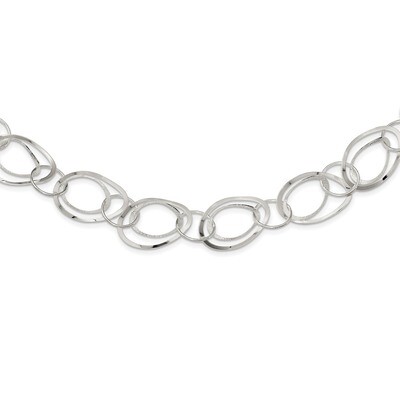 Fancy Circle Necklace 18 Inch Sterling Silver Polished QG3743-18, MPN: QG3743-18, 191101481314