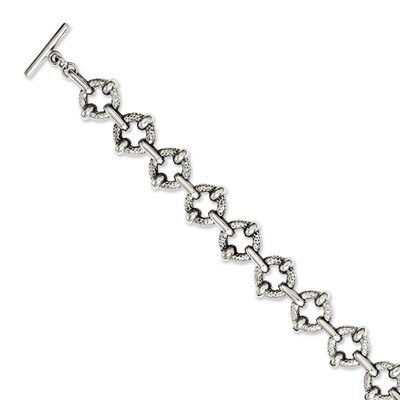 Polished &amp; Textured Circles 8 Inch Toggle Bracelet - Stainless Steel SRB1074 by Chisel, MPN: SRB107…