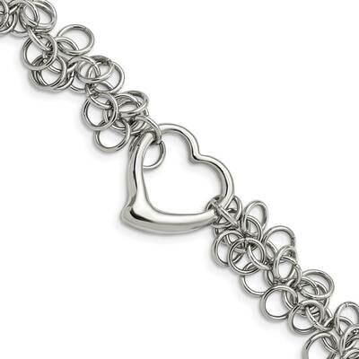 Circles Heart 7.5 Inch Bracelet Stainless Steel Polished SRB1020-7.5 by Chisel, MPN: SRB1020-7.5, 8…