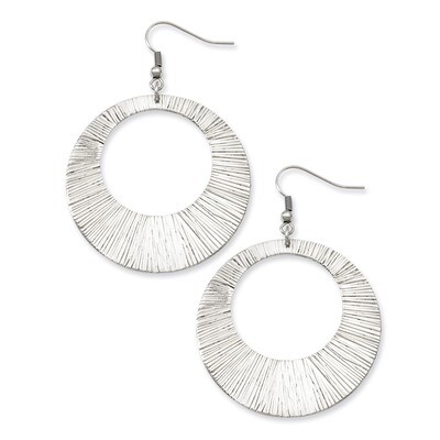 Textured Circle Dangle Earrings - Stainless Steel SRE513 by Chisel, MPN: SRE513, 883957580692
