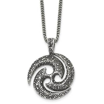 Textured Circle 22 Inch Necklace Stainless Steel Antiqued SRN1039-22 by Chisel, MPN: SRN1039-22, 88…