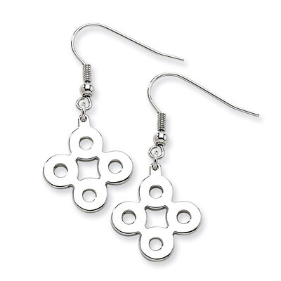Polished Connected Circles Dangle Earrings - Stainless Steel SRE226 by Chisel, MPN: SRE226, 8867740…