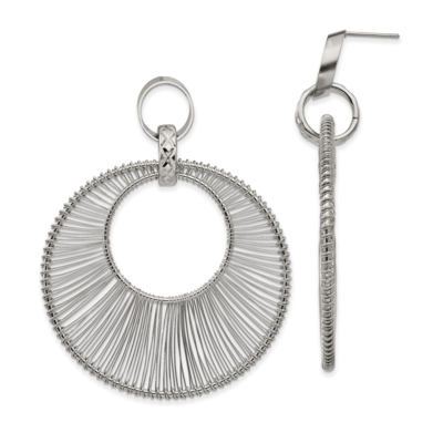 Wire Circle Post Dangle Earrings Stainless Steel Polished SRE834 by Chisel, MPN: SRE834, 8867749866…