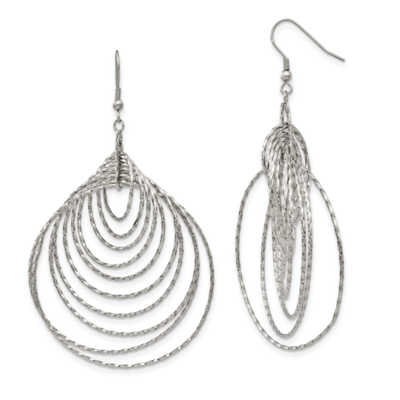 Twisted Circles Shepherd Hook Earrings Stainless Steel Polished SRE1028 by Chisel, MPN: SRE1028, 19…
