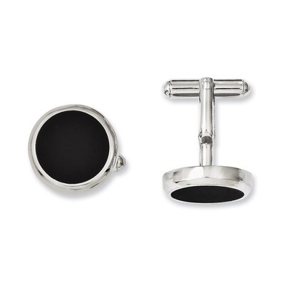 Black IP-plated Circle Cufflinks - Stainless Steel SRC221 by Chisel, MPN: SRC221, 883957027609