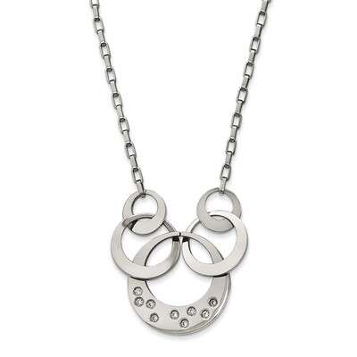 Polished CZ Circle Necklace Stainless Steel SRN2156-18