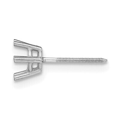 Round 6-Prong .10ct. Cast Basket Threaded Back Post Earring Mounting 14k White Gold WG345, MPN: WG3…
