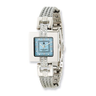 Charles Hubert Stainless Steel Wire Bangle Light Blue MOP Dial Watch XWA4299, MPN: XWA4299, 8488700…