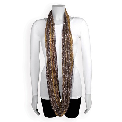Grey Gold Stripe Infinity Fashion Scarf GM13171, MPN: GM13171, 191101416057
