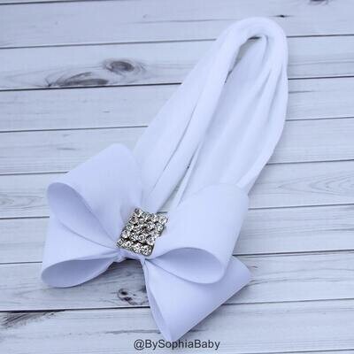 Baby Headband Headwrap White Big Bow Headband White Baby Headband Nylon Headband Girls Headband Fir…