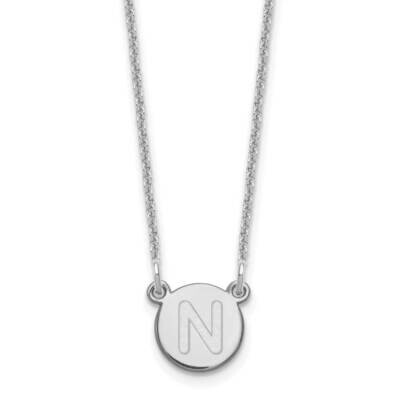 Tiny Circle Block Initial Letter N Necklace 14k White Gold XNA722W/N, MPN: XNA722W/N, 196904084045