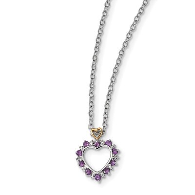 Amethyst &amp; Diamond Necklace Sterling Silver &amp; 14k Gold QG2720-18, MPN: QG2720-18, 685146726412