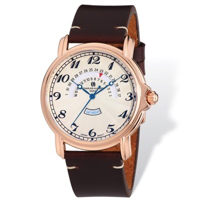 Charles Hubert Rose-plated Leather Band Round Watch Men&#39;s XWA4825, MPN: XWA4825, 848870007039