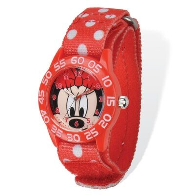 Disney Minnie Acrylic Case Red Velcro Time Teacher Watch  XWA4494, MPN: XWA4494, 843231074859