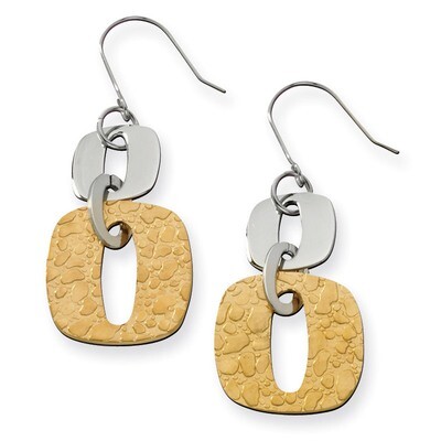 Yellow Ip-Plated Square Link Earrings Stainless Steel SRE174