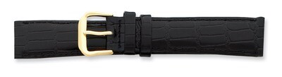 19mm Black Wild Alligator Gold-tone Buckle Watch Band BA87-19, MPN: BA87-19, 886774146966