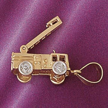 Dazzlers Jewelry Firefighter Truck Pendant Necklace Charm Bracelet in Yellow, White or Rose Gold 46…