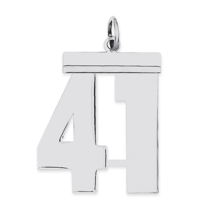 Charm Number 41 Polished Sterling Silver Large QPL41, MPN: QPL41, 191101280924