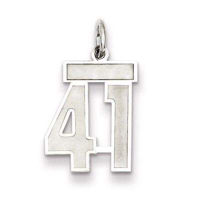 Charm Number 41 Satin Sterling Silver Small QPS41, MPN: QPS41, 191101282706