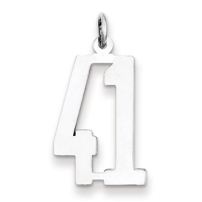 Charm Number 41 Elongated Pol Sterling Silver Small QES41, MPN: QES41, 191101190230