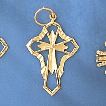 Dazzlers Jewelry Cross Pendant Necklace Charm Bracelet in Yellow, White or Rose Gold 7940, MPN: DZ-…