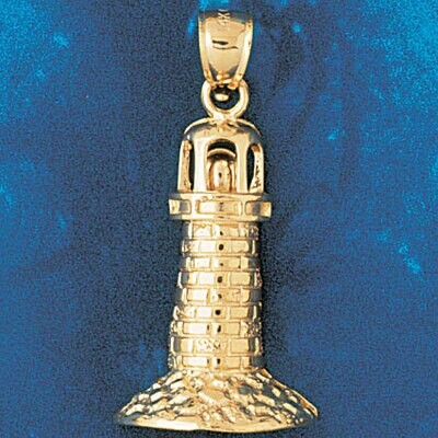 Dazzlers Jewelry Lighthouse Pendant Necklace Charm Bracelet in Yellow, White or Rose Gold 1463, MPN…