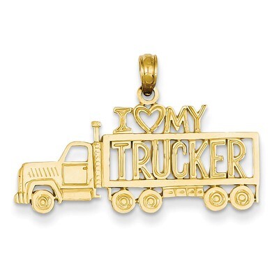 I Love My Trucker Truck Pendant 14k Gold K2819, MPN: K2819, 637218025176