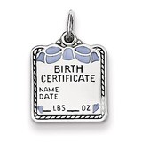 Blue Birth Certificate Charm Sterling Silver QC8, MPN: QC8, 883957519197