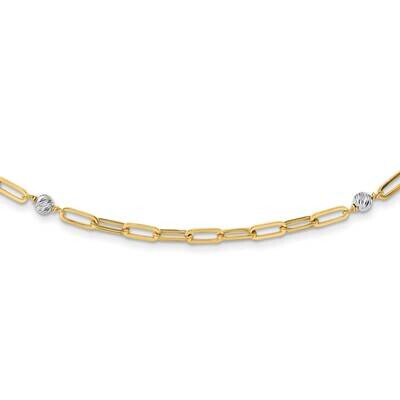 Diamond-Cut Beads &amp; Fancy Link Necklace 18 Inch 14k Two-Tone Gold Polished SF2846-18, MPN: SF2846-1…