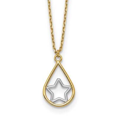 Rhodium Star In Teardrop Necklace 18 Inch 14k Gold SF2901-18, MPN: SF2901-18, 883957931609