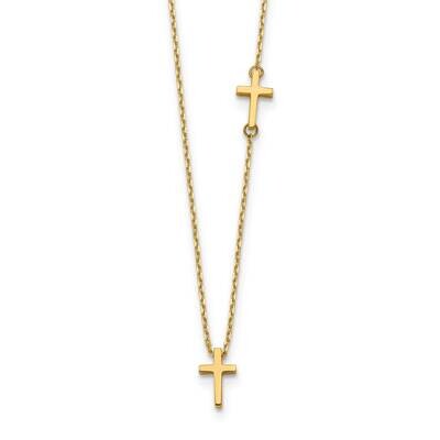 Sideways Cross and Cross Pendant Necklace 18 Inch 14k Gold SF2961-18, MPN: SF2961-18, 883957933467