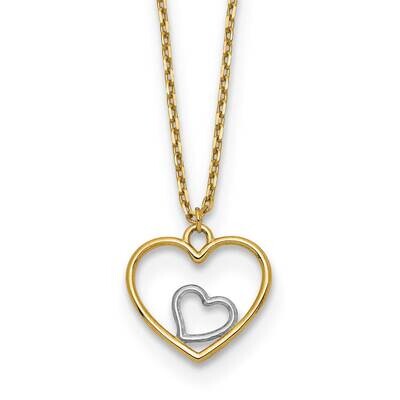 Rhodium Heart In Heart Necklace 18 Inch 14k Gold SF2882-18, MPN: SF2882-18, 191101732041