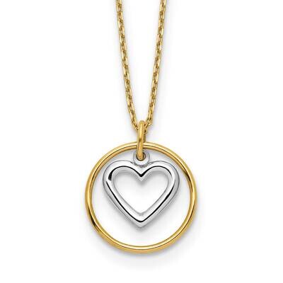 Heart In Circle Necklace 18 Inch 14k Two-Tone Gold SF2883-18, MPN: SF2883-18, 191101732010
