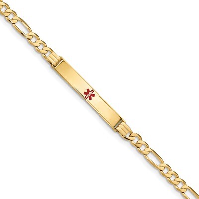 8 Inch Medical Red Enamel Flat Figaro Link ID Bracelet 14k Gold XM566CR-8, MPN: XM566CR-8, 19110143…