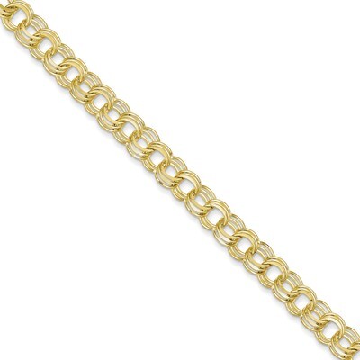 Triple Link Charm Bracelet 8 Inch 10k Gold 10CH12-8, MPN: 10CH12-8, 883957456539
