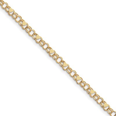 8 Inch Double Link with Hearts Charm Bracelet 10k Gold 10DO499-8, MPN: 10DO499-8, 191101440878