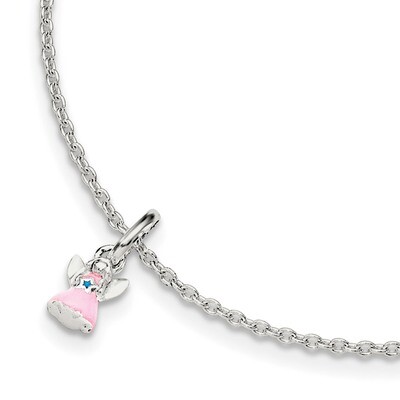 1.5 Inch Ext Pink Enamel Angel Kid&#39;S Bracelet Sterling Silver QG3520-5.5, MPN: QG3520-5.5, 19110147…
