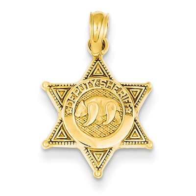 Deputy Sheriff Badge with Bear Pendant 14k Gold C3098, MPN: C3098, 637218015160