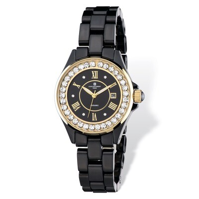 Charles Hubert Crystal Bezel Black Ceramic Watch Ladies XWA4811, MPN: XWA4811, 848870007275