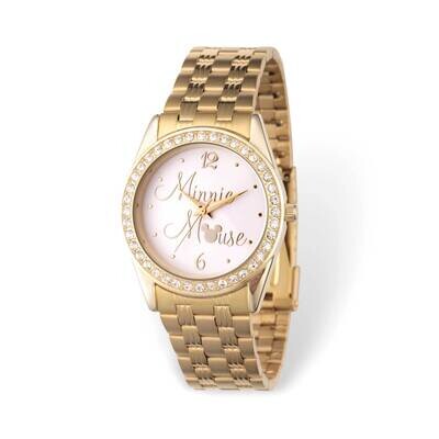 Disney Minnie Mouse Crystal Bezel Gold-tone Adult Watch XWA6175, MPN: XWA6175, 842885110272