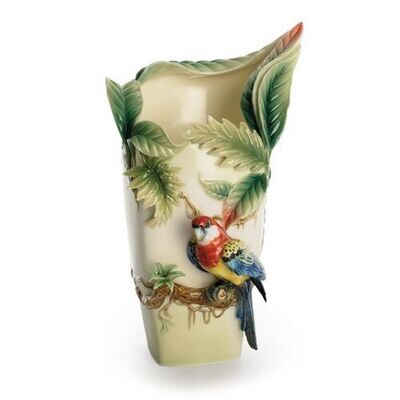 Franz Porcelain Paradise Calling Macaw Bird Large Vase FZ00747, MPN: FZ00747,