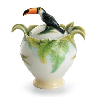 Franz Porcelain Paradise Calls Toucan Sugar Jar With Cover FZ00344, MPN: FZ00344,
