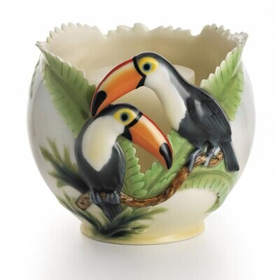 Franz Porcelain Paradise Calls Toucans Candle Holder FZ00409, MPN: FZ00409,
