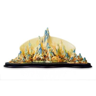 Franz Porcelain Mountains and Rivers Stretching Thousands Of Miles Figurine With Wooden Base Limite…