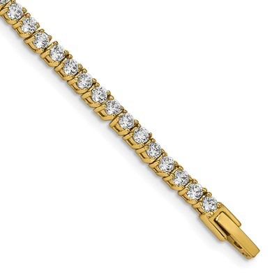 Yellow IP-plated with CZ 7.5 Inch Tennis Bracelet Stainless Steel Polished SRB2203-7.5 by Chisel, M…